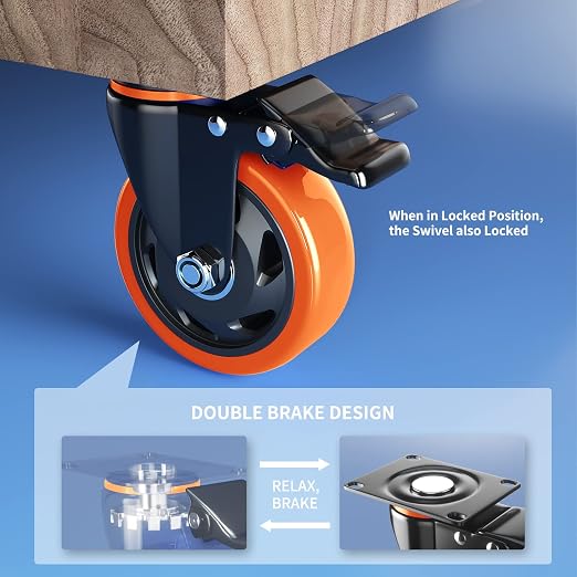 3 Inch Casters Set of 4 Heavy Duty, Caster Wheels - Image 3