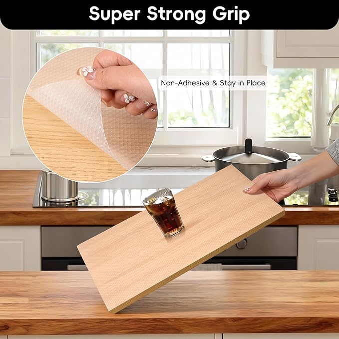 Shelf and Drawer Liner for Kitchen Cabinet，Non Adhesive Durable EVA Shelf Paper - Image 2