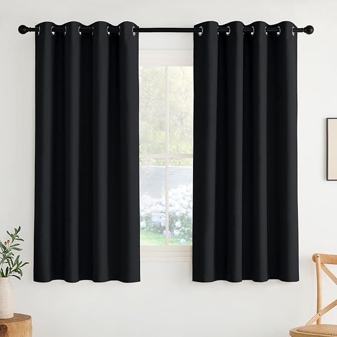 NICETOWN Room Darkening Draperies Curtains Panels, 2 Panels Black W52 x L63 by NICETOWN