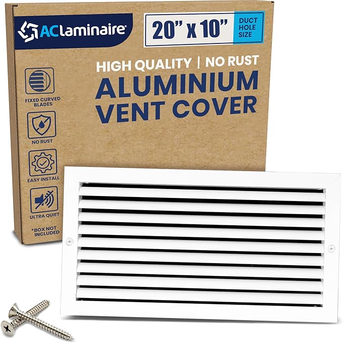 20x10 Inch Air Return Vent Cover Decorative – Premium Aluminum AC Vent Cover by LAMINAIRE