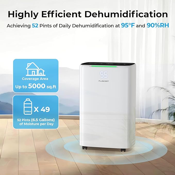 5000 Sq. Ft Dehumidifier for Basement, Max 52 Pints Dehumidifiers for Home & - Image 2