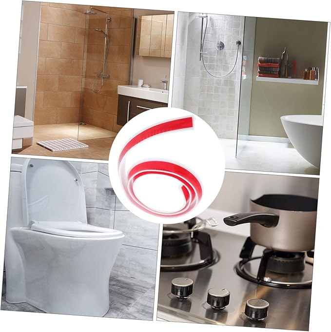 Angoily 2pcs Silicone Countertop Water Retaining Strip Self-adhesive Bathroom - Image 5