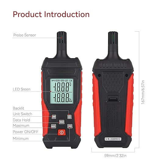 HFS Temperature & Humidity Meter Detector Digital Hygrometer Handheld - Image 2