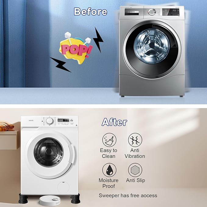 4Pcs Anti Vibration Pads for Washing Machine, Adjustable Height Stops Washer - Image 3