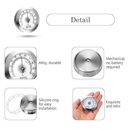 Frienda 2 Pcs Hydrometer 2 Inch Humidity Meter Cigar Humidor Hygrometers Round - Image 4