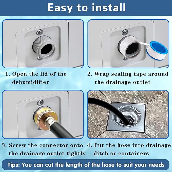 Leakproof Dehumidifier Drain Hose 3/4 Inch FHT Connection Brass Interface to - Image 4