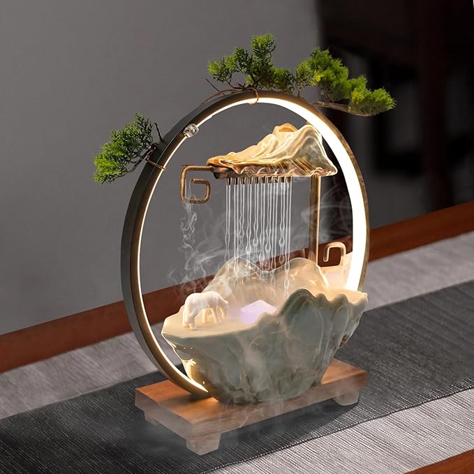 15In Fake Tree Bonsai Humidifier Water Fountain Waterfall Indoor Tabletop - Image 4