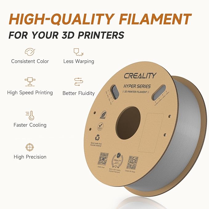 Creality Hyper PLA Filament 1.75mm Grey & Grey 2KG, 30-600mm/s Rapid High Speed - Image 8