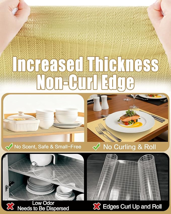 Shelf Liners for Kitchen Cabinets Non-Adhesive, Non-Slip Thickened Shelf Paper - Image 4