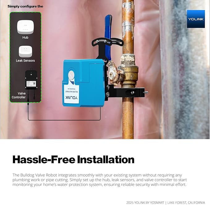 YoLink Smart Water Leak Protection System Kit: Bulldog Valve Robot, Smart Valve - Image 7