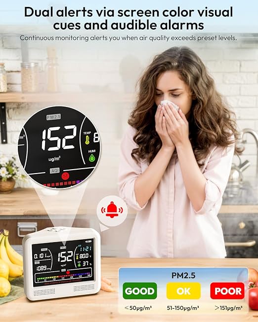 Air Quality Monitor Indoor, 16 in 1 Air Quality Tester - Image 4