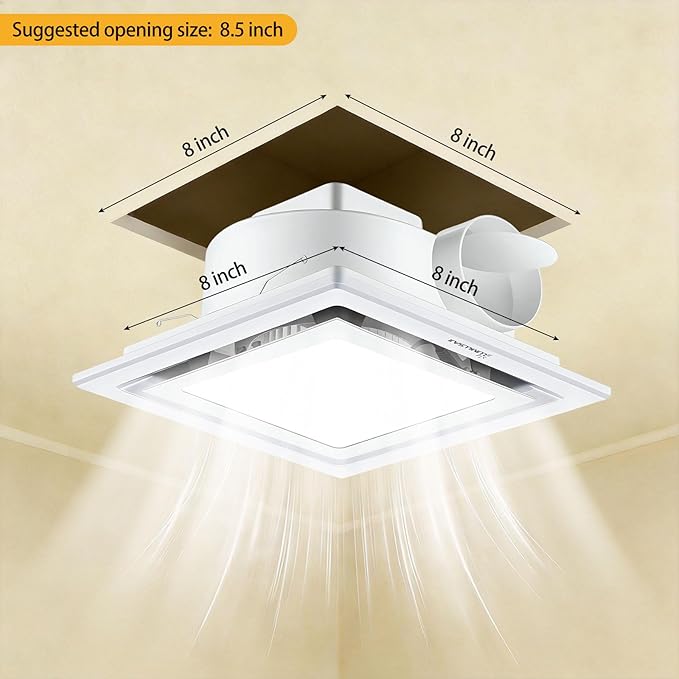 Bathroom Exhaust Fan with Light 10" Ultra Quiet 1.0 Sones, Exhaust Fan Mounting - Image 5