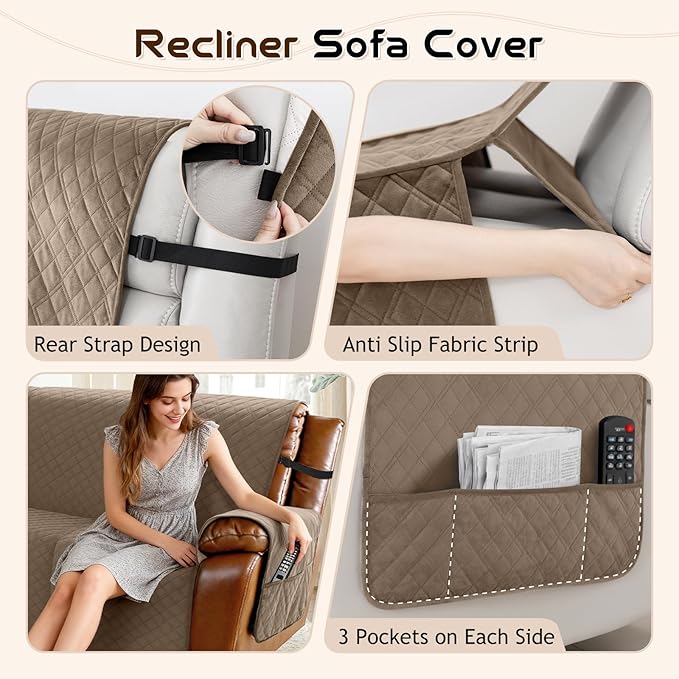 Arfntevss Waterproof Recliner Sectional Couch Covers - Image 4