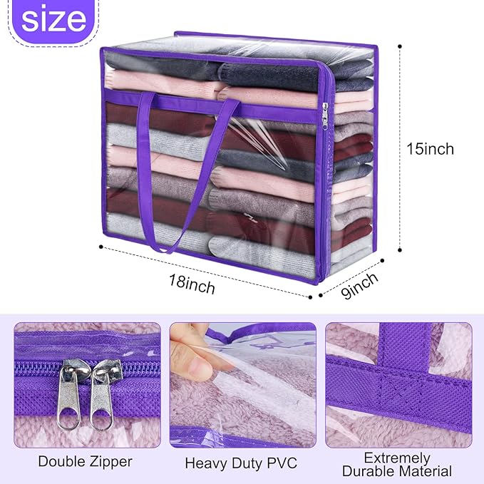 2 Pack Clear Zippered Storage Bags - Image 2