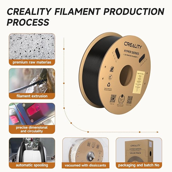Official CREALITY Hyper PLA Filament 1.75mm Black 2KG, 30-600mm/s High Speed - Image 3
