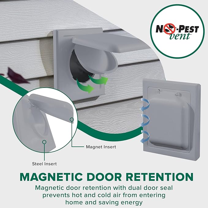 NO-PEST VENT, Exclusive Dual Door Dryer Vent Cover Outdoor 4 inch - Image 3