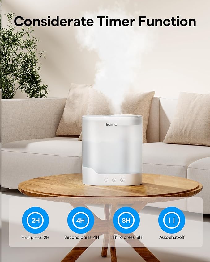 Sponvatt Humidifiers for Bedroom Home, 2.5L Top Fill Cool Mist Air Humidifier - Image 5