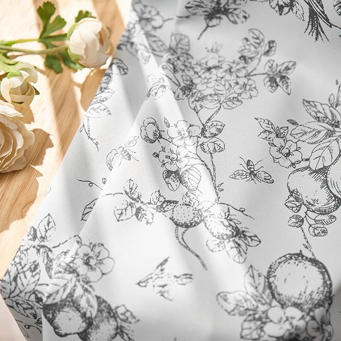 jinchan 95% Blackout Floral Curtains 90 Inches Long, Printed Flower Black - Image 5