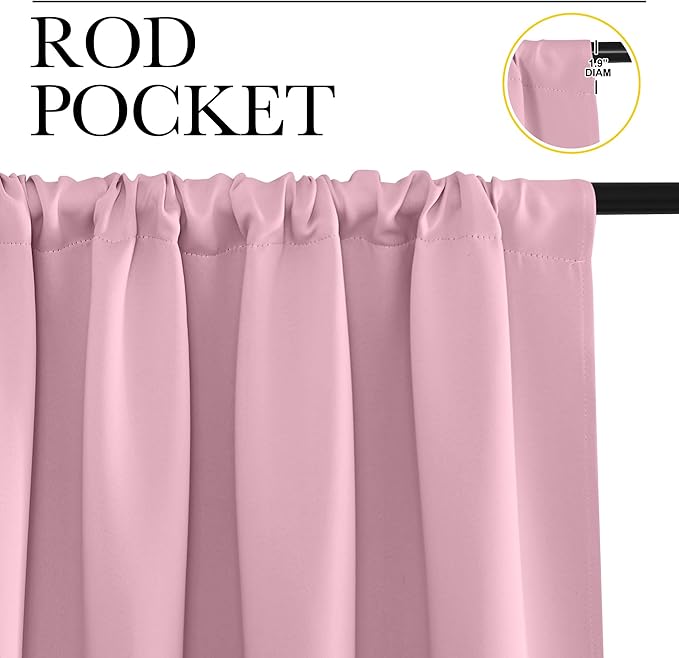 NICETOWN Window Curtains Blackout Drapes, Rouge Pink, 1 Pair, 52 by 72-Inch - Image 2