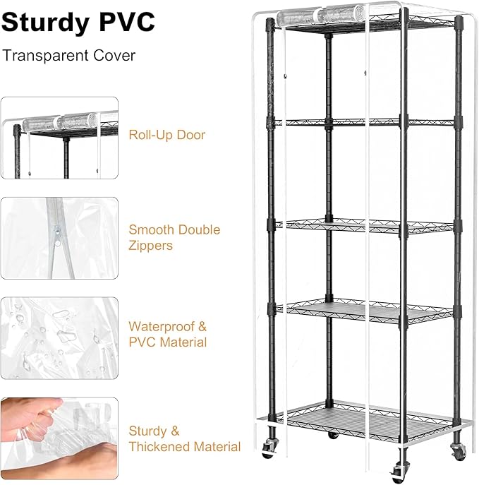 Indoor Greenhouse with Grow Lights, 5 Tier 23.2" L×13.4" W×61.4" H Mini - Image 4