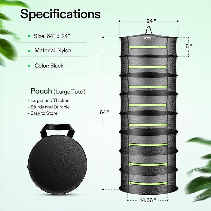 VIVOSUN 8-Layer Mesh Drying Rack Hanging Design - Image 2