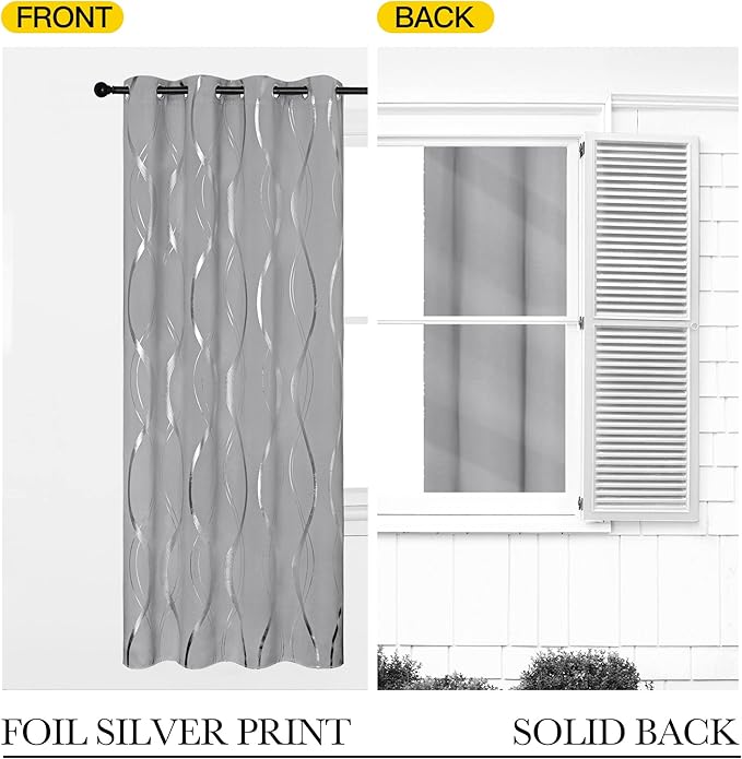 NICETOWN Blackout Curtains 90 inches Long 2 Panels, 52 inches, Foil Printed - Image 6