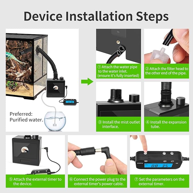 Reptile Fogger Humidifier for Glass Terrariums, Auto-Refill Misting System - Image 6