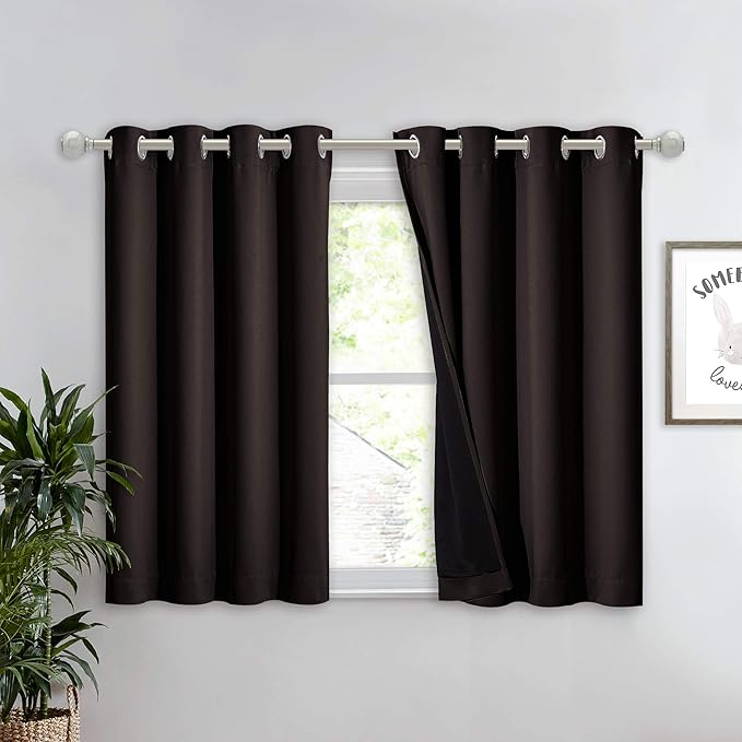 NICETOWN 100% Blackout Curtain 45 inches Length, 2 Thick Layers Completely by NICETOWN