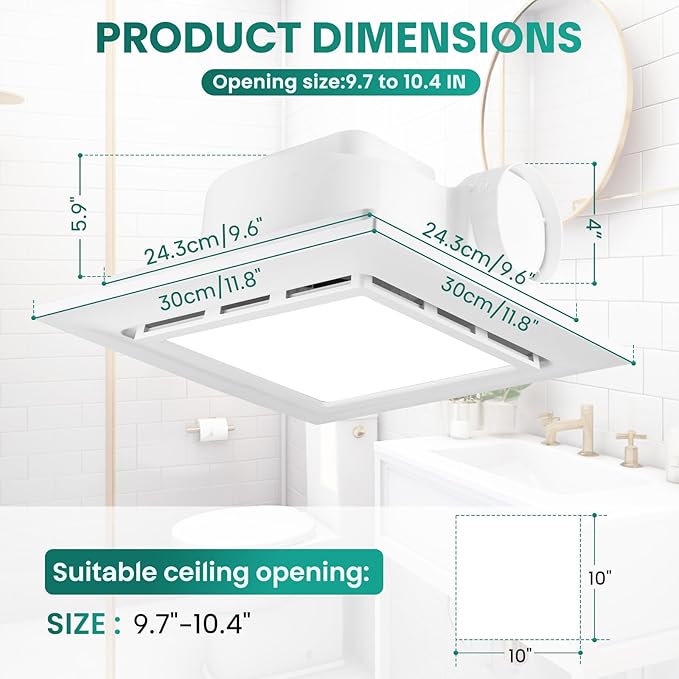 11.8" Panel Bathroom Exhaust Fan - Image 3