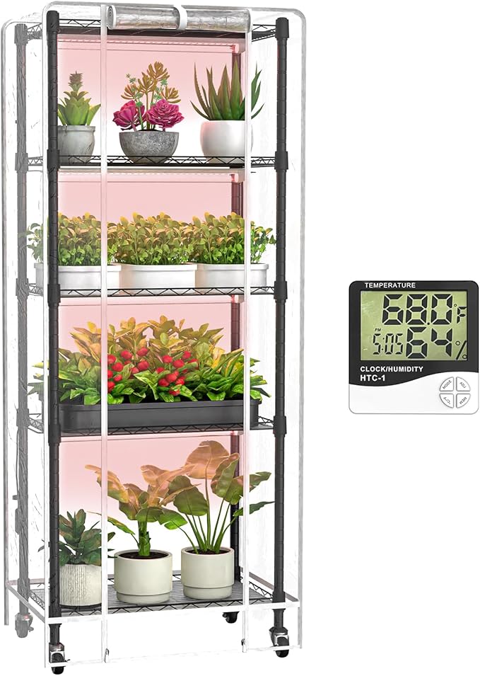 Indoor Greenhouse with Grow Lights, 5 Tier 23.2" L×13.4" W×61.4" H Mini by sagrynfp