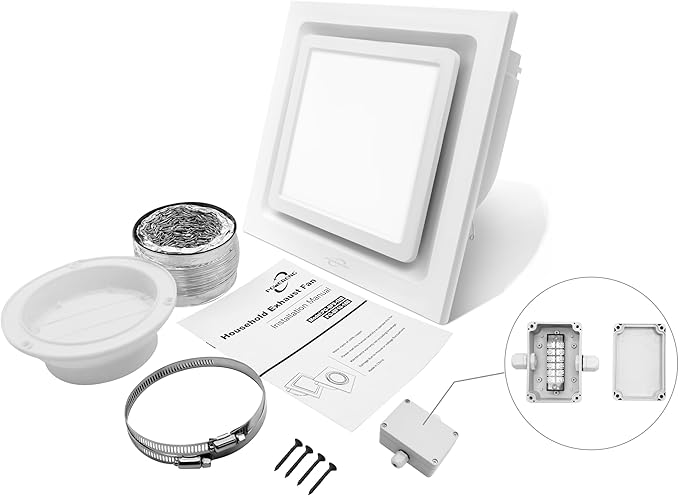 Bathroom Exhaust Fan with Light, 11.8 in Panel, 12W Square LED, 141 CFM - Image 7