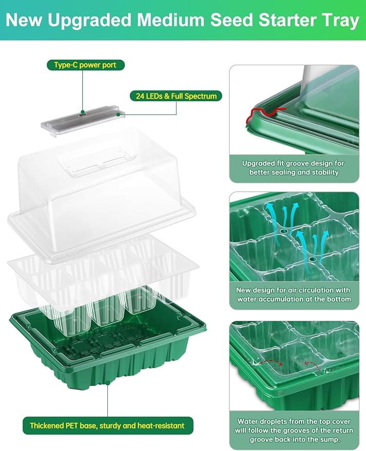 Seed Starter Tray Medium Size 4 Packs, Seed Starter Kit - Image 2