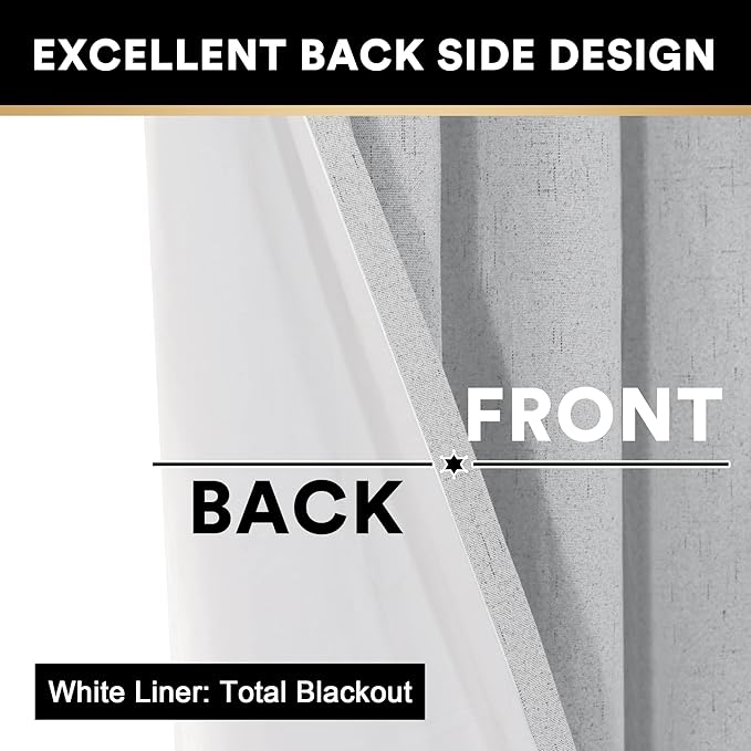 PrinceDeco Linen Blackout Curtains 84 Inches Long 100% Completely Blackout - Image 5