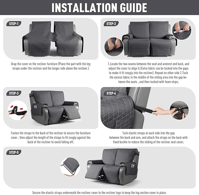 TAOCOCO 100% Waterproof Recliner Cover, Non-Slip Washable Reclining Couch Cover - Image 7