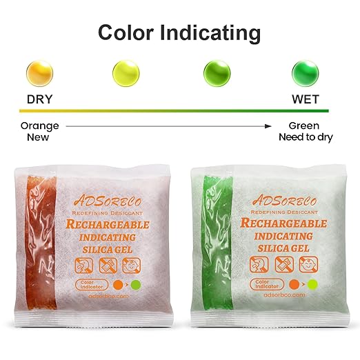 Adsorbco Rechargeable 500 Gram 4 Packs Desiccant, Indicating Silica Gel Packets - Image 5