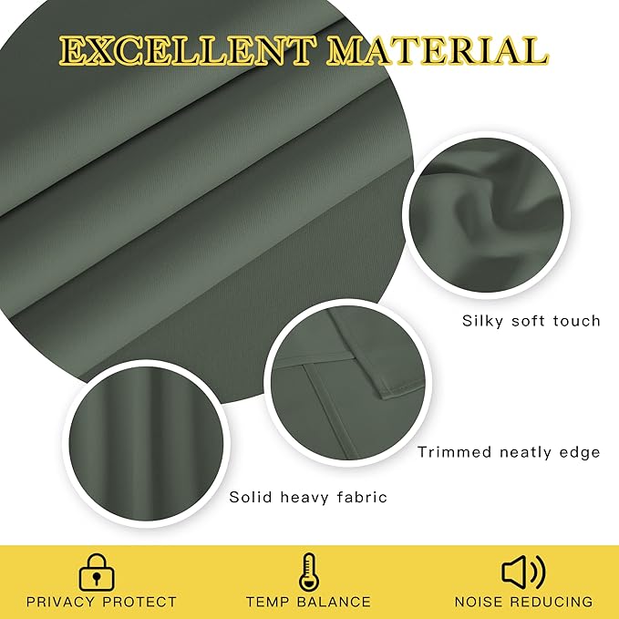 NICETOWN Blackout Curtain for Bedroom 72 inches Long - Image 4