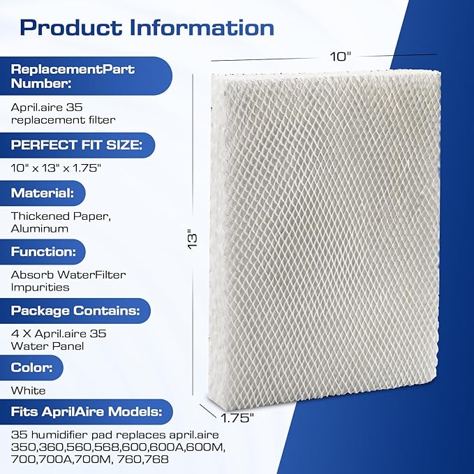 4 Pack 35 Water Panel Humidifier Filter Replacement 10" x 13" - Image 3