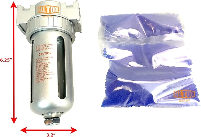 1/2" NPT Mid Flow Compressed Air In Line Filter Desiccant Dryer Moisture Water - Image 2