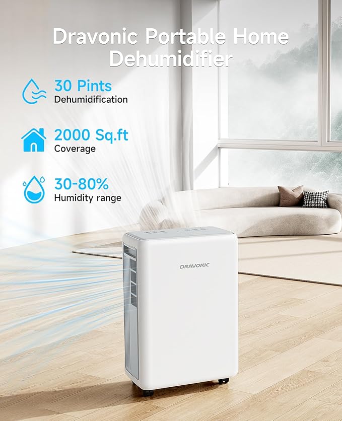 Dehumidifiers for Home with Drain Hose, Smart Humidity Control, 3 Modes for - Image 2