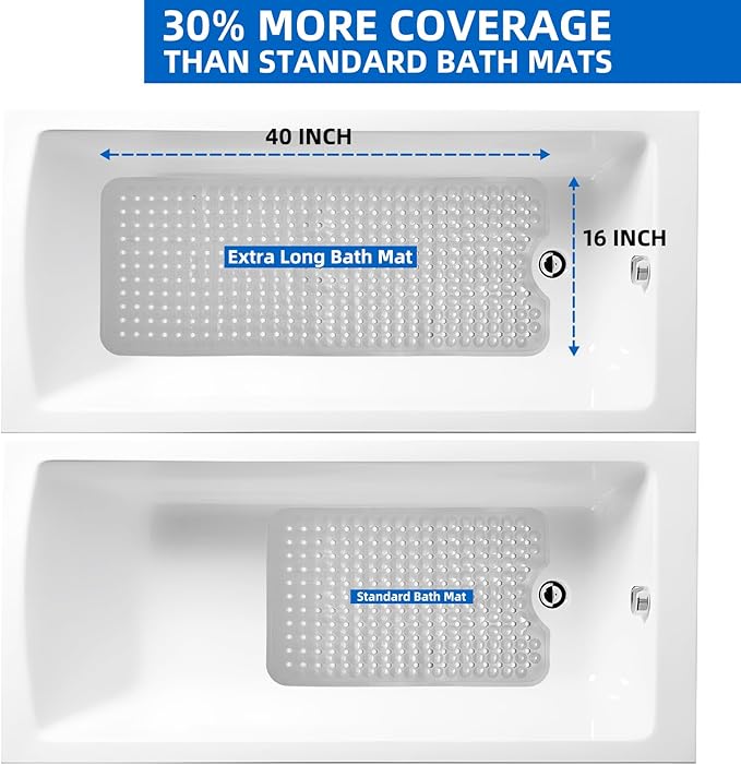 ZHICHENG Bath Tub and Shower Mats, Non-Slip 39 x 16 Inch Extra Long Bath Mat - Image 6