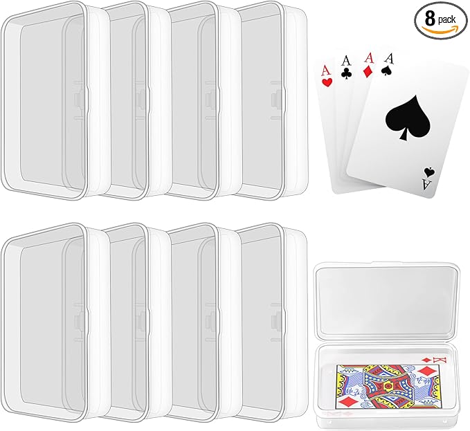 Blank Card Case, 8 Pack Clear Plastic Card Deck Box, Snaps Closed by Lenpestia