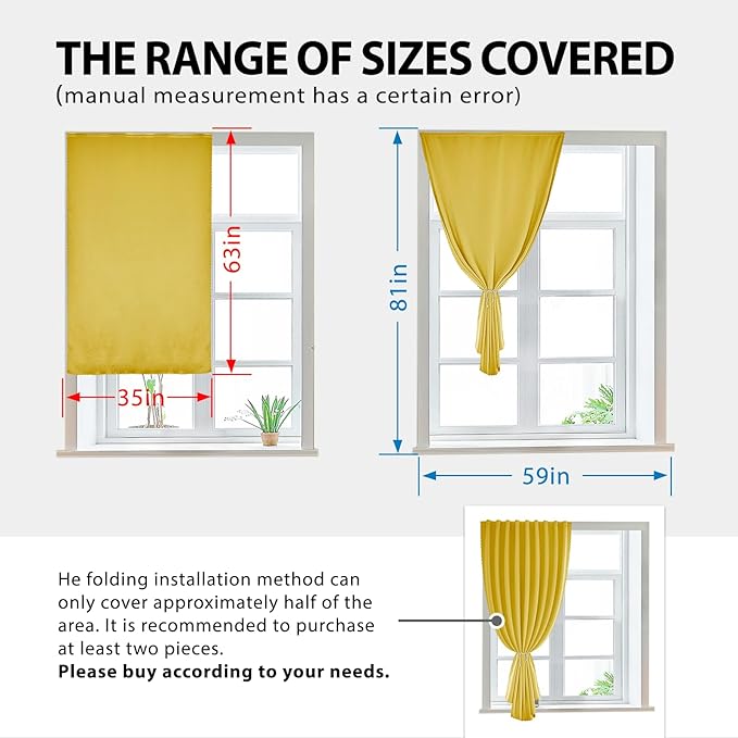 Autohesion Curtains for Windows, Bedroom Blackout Curtains for - Image 2