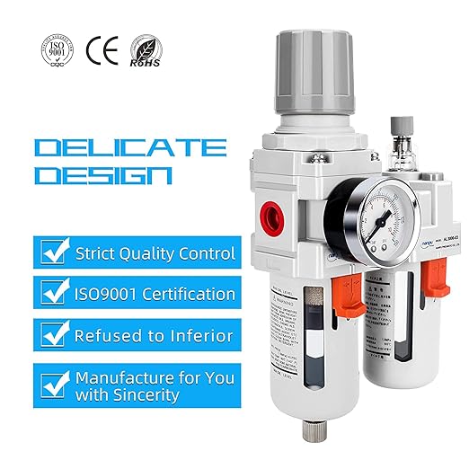 NANPU 3/8" NPT Compressed Air Filter Regulator Lubricator Combo, Water/Oil Trap - Image 6