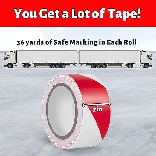 Hazard Tape - 2 Inch x 108 Feet Red & White Ultra-Adhesive Hazard Warning - Image 6