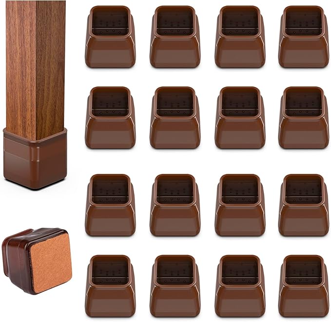 16pcs Square Chair Leg Floor Protectors, Felt Pads Chair Leg Protectors by BAIPOK