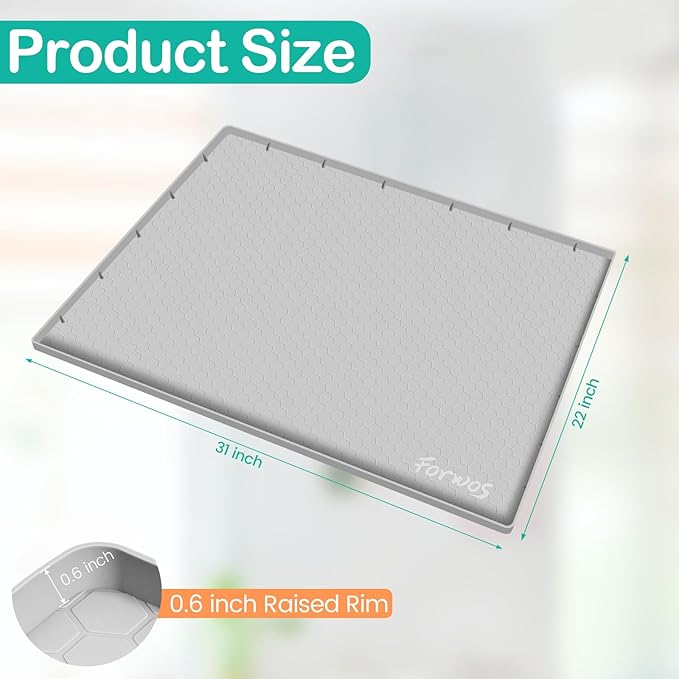 Waterproof Under Sink Mat 31" x 22", Silicone Cabinet Liner, Rubber Protector - Image 2