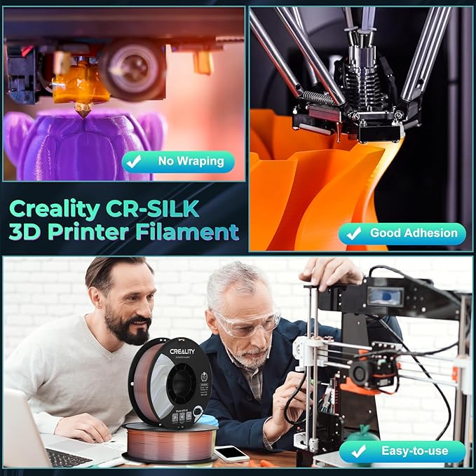 Creality Silk Filament, PLA 3D Printer Filament 1.75mm Multi Color, Smooth and - Image 5