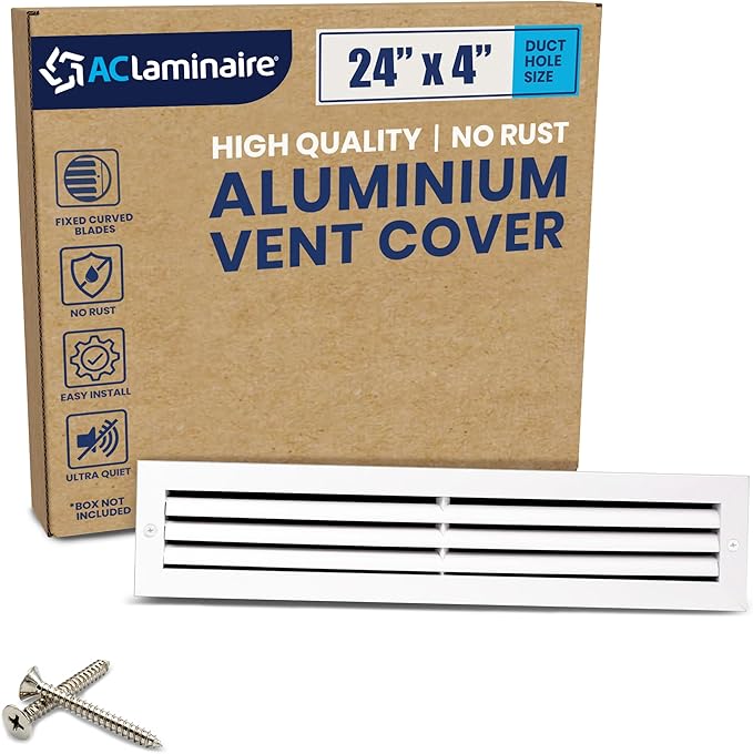 24x4 Inch Air Return Vent Cover Decorative – Premium Aluminum AC Vent Cover by LAMINAIRE
