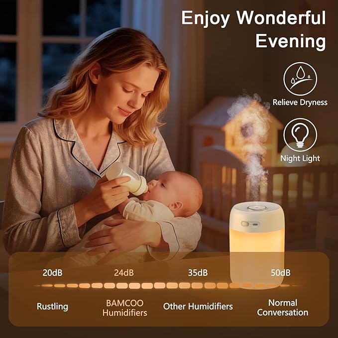 Portable Small Humidifier, 650ml Colorful Mini Humidifier - Image 3