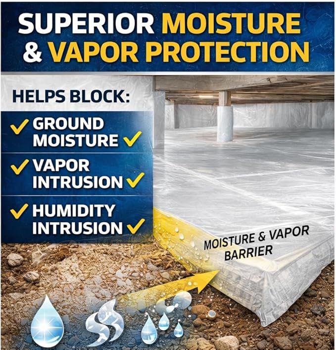 Whitecap - Woven Vapor Barrier - 12 Mil, Thick Plastic sheeting, Drop Cloth - Image 3